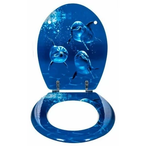 Bath Duck Wc-Ülőke - Mdf - Mintás - Rozsdamentes Acél Zsanérokkal - Delfin