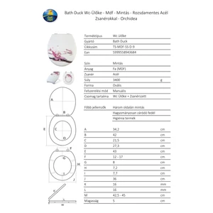 Bath Duck Wc-Ülőke - Mdf - Mintás - Rozsdamentes Acél Zsanérokkal - Orchidea