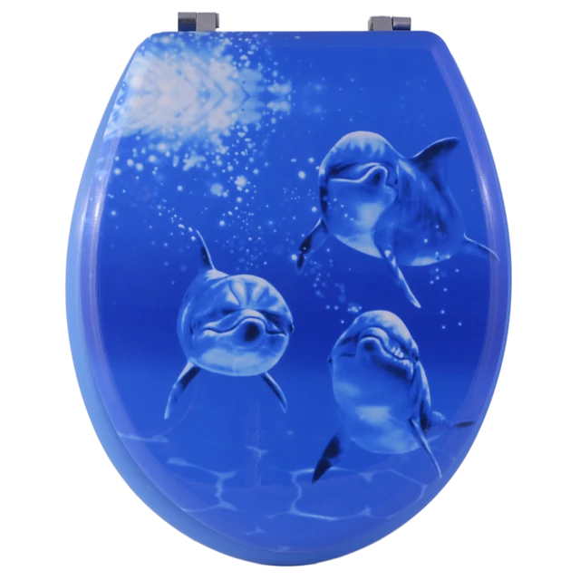 Bath Duck Wc-Ülőke - Mdf - Mintás - Rozsdamentes Acél Zsanérokkal - Delfin
